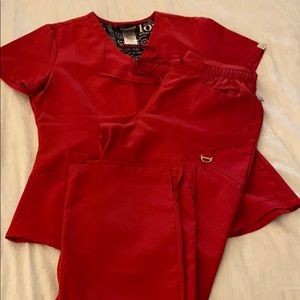 Red scrub set